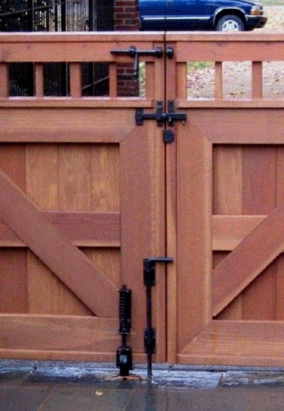 Driveway Gate with Barrel Bolt, Drop Bar, Gate Stop, and Cane Bolt