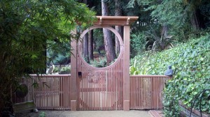 Japanese Moon Gate with Asian Inspired Gate Latch