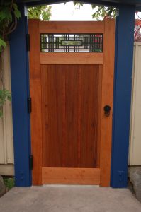 Inside view of Japanese Style Garden Gate with Shoji-Inspired Window, Gate made of redwood