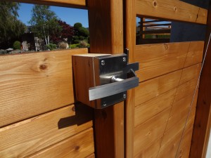 Example of "Blocking" an area to create a sturdy installation for gate hardware