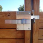 Inside View of Alta Contemporary Stainless Steel latching onto a double gate
