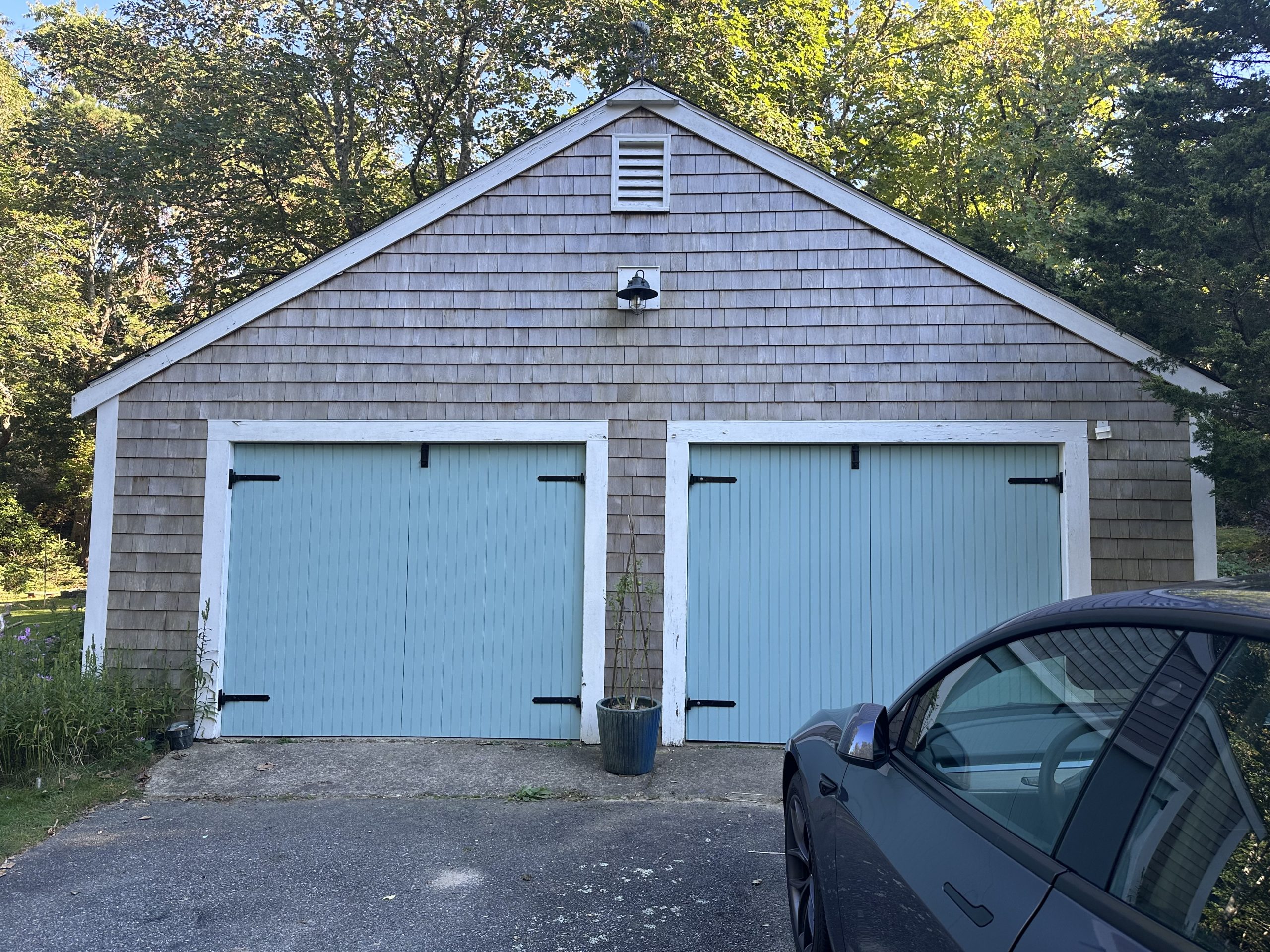 Garage Doors with 8295-12SP Galvanized Steel Strap Hinges from Snug Cottage Hardware with F2-501 Coastal Bronze Slide Bolt Latch 360 Yardware