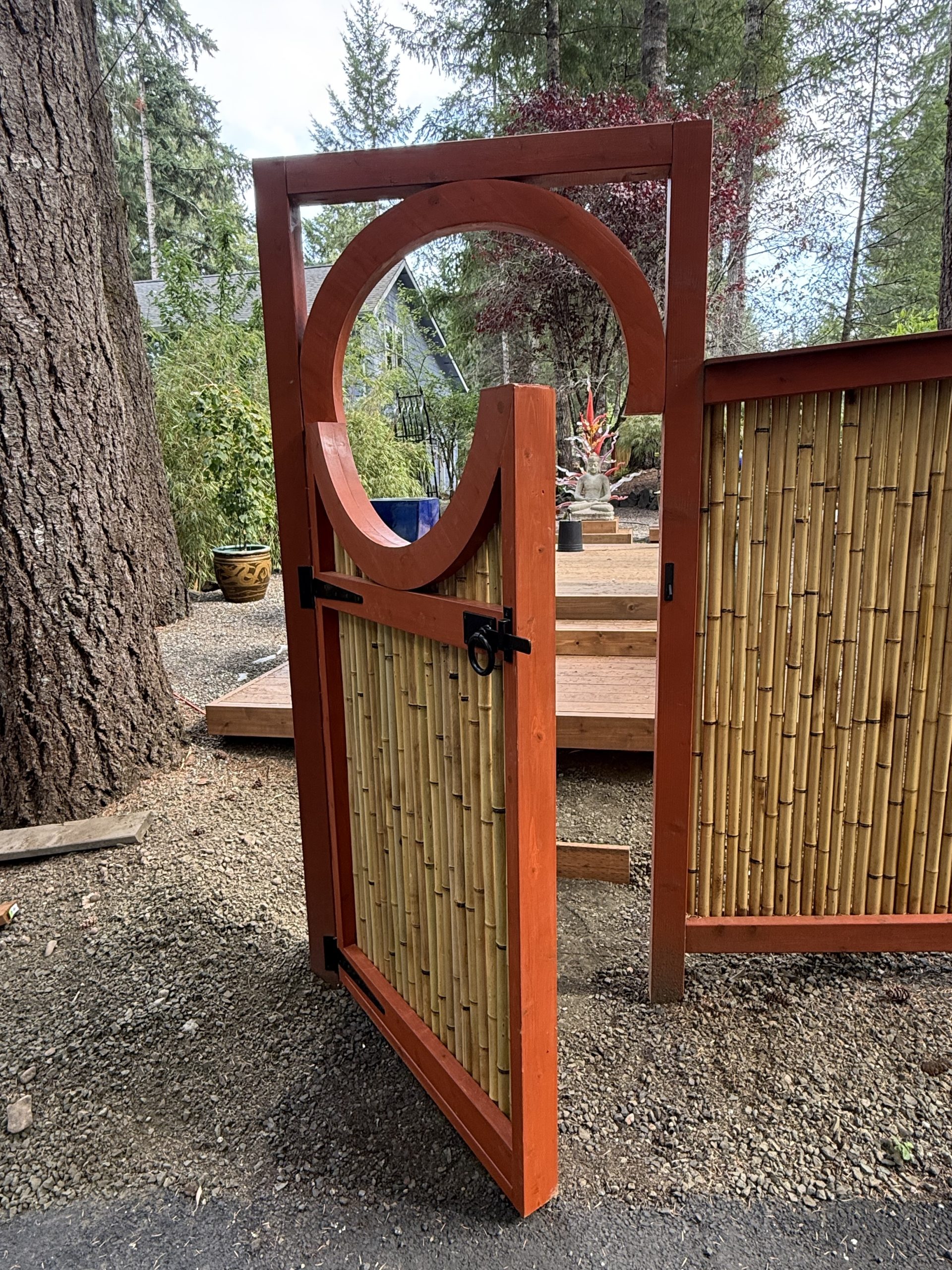 Open Moon Gate with Snug Cottage Contemporary Ring Latch 6149-LDSP 360 Yardware
